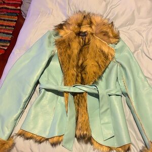 Delia’s Faux Fur Trimmed Light Blue Jacket